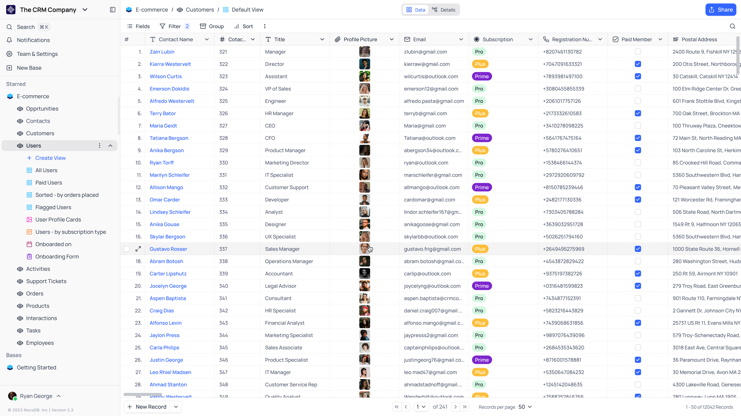 Table - Grid view 