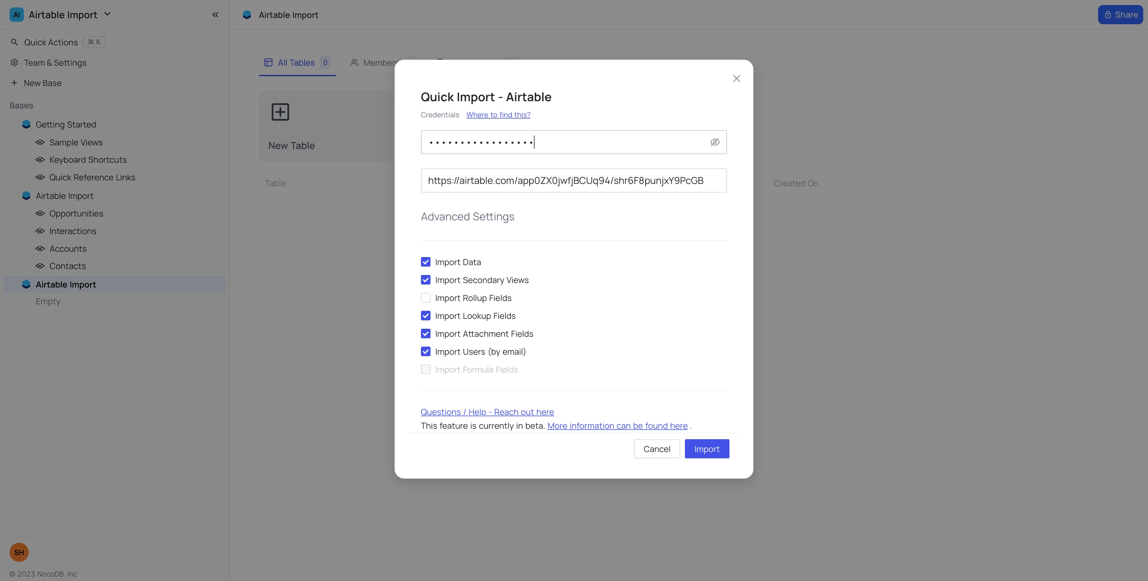 enter airtable details