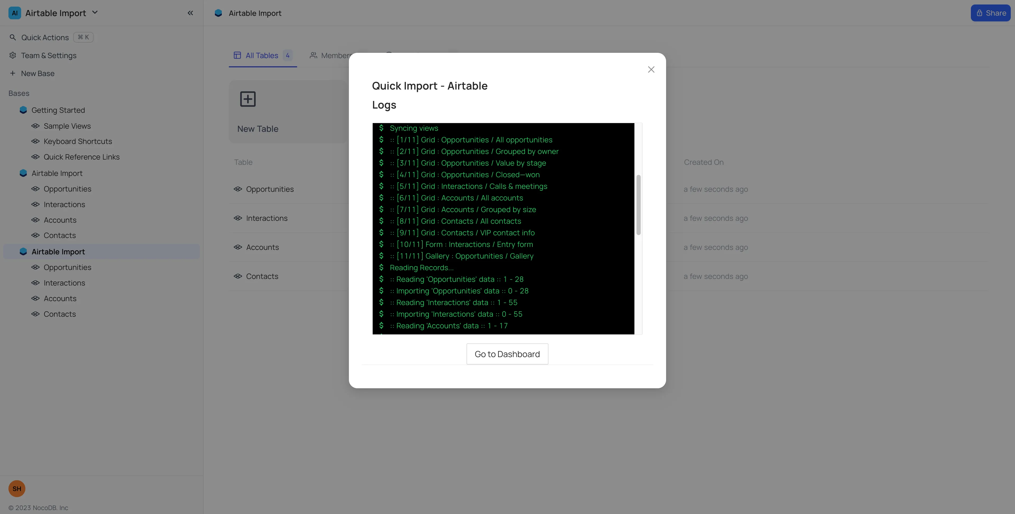 airtable import logs